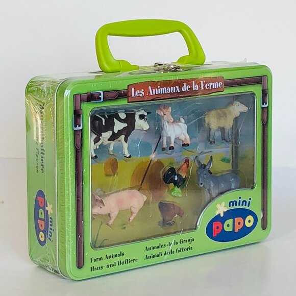 Papo Mini 7 Farm Animals Hand painted figurines in Tin Case New Sealed Age 3+ - Picture 7 of 13